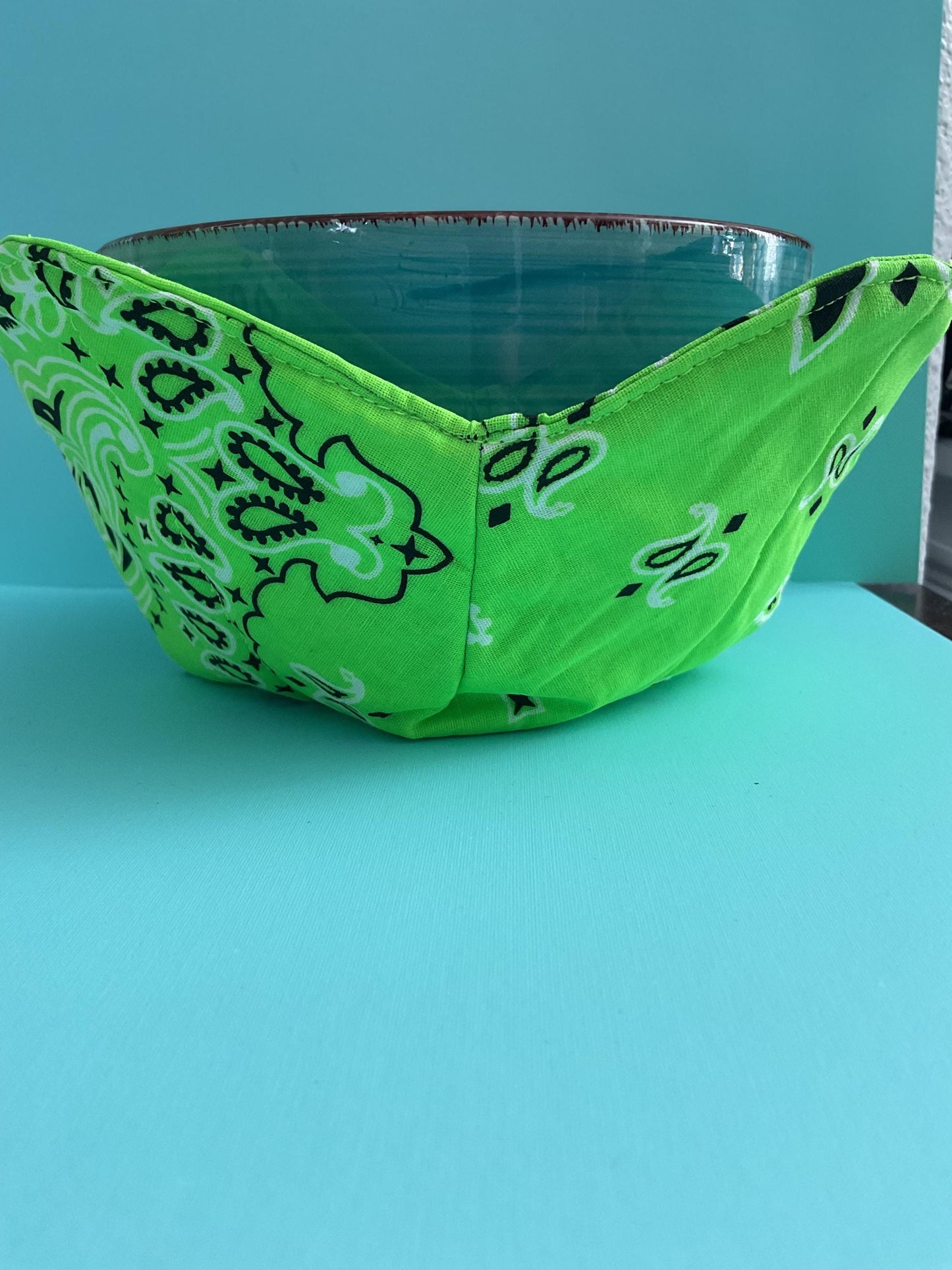 Reversible Quilted Bowl Cozy – 100% Cotton Microwave Safe Hot Pad – Handmade in Colorado (Medium)