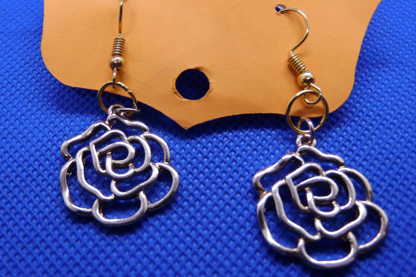Gold Tone Rose Earrings