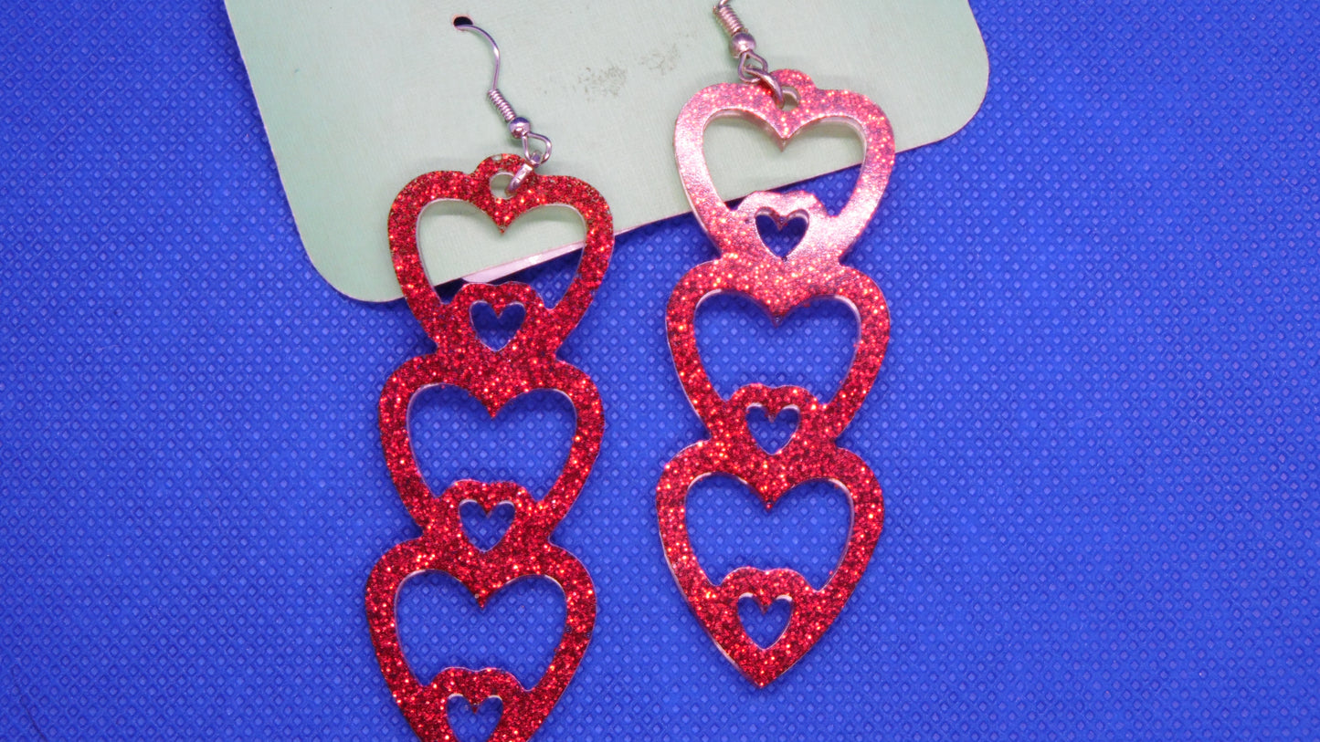 Triple Heart Earrings