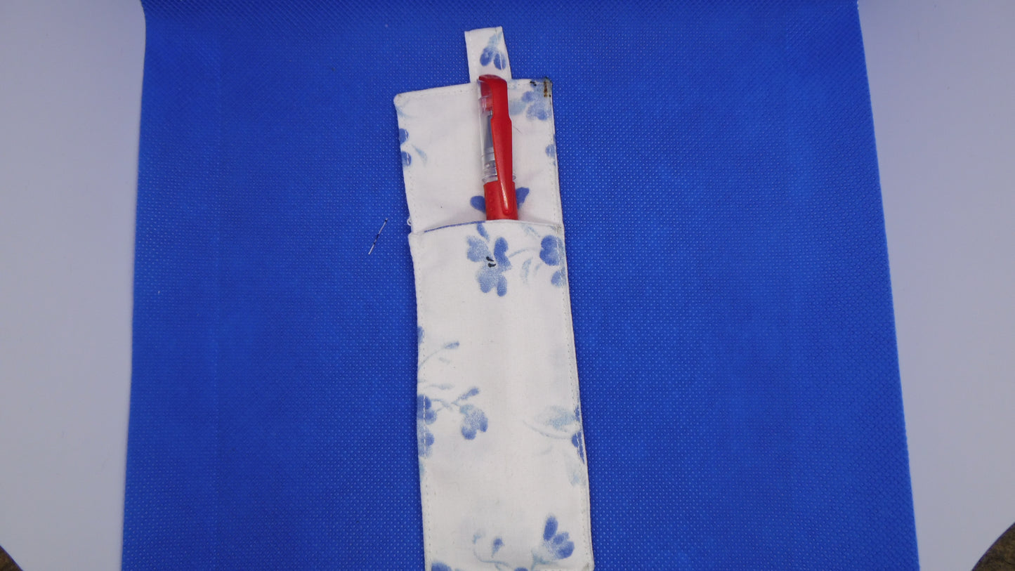 Lanyard Pen Holder Blue Flower
