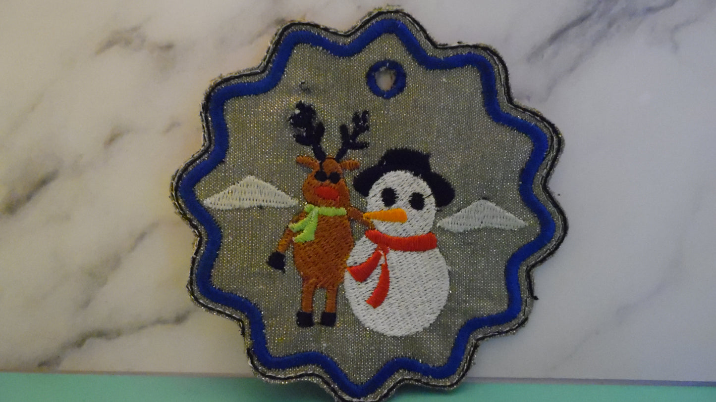 Deer and Snowman Ornament