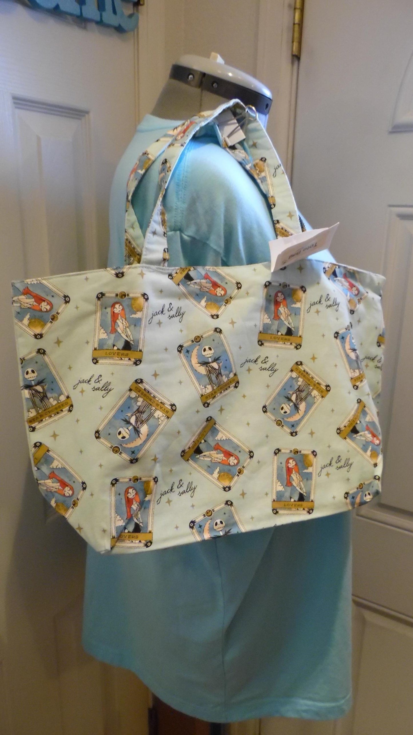 Jack and Sally Mint Green Tote