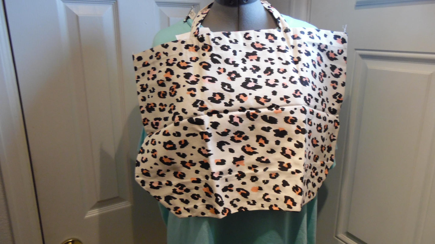 Peach Leopard Reusable Grocery Bag 15x14x6.5