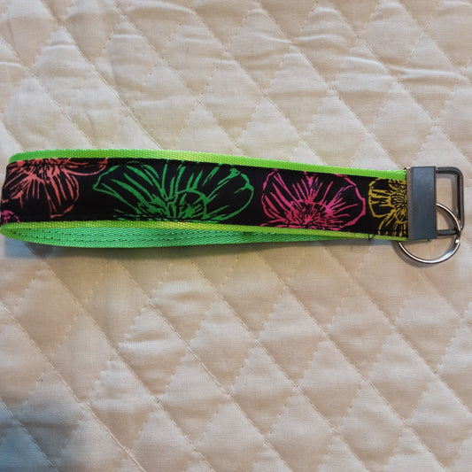 Key Fob Neon Flowers