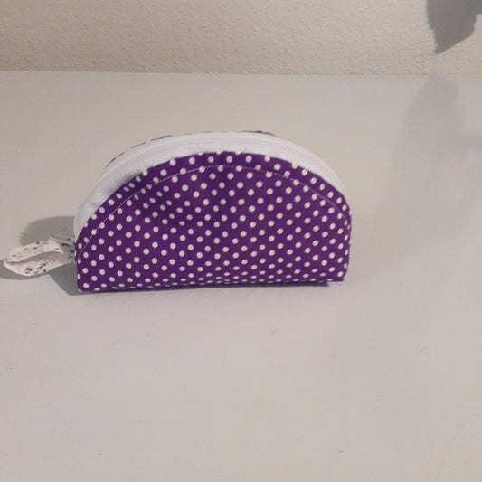 Mini Dumpling Bag with Purple Polka Dots