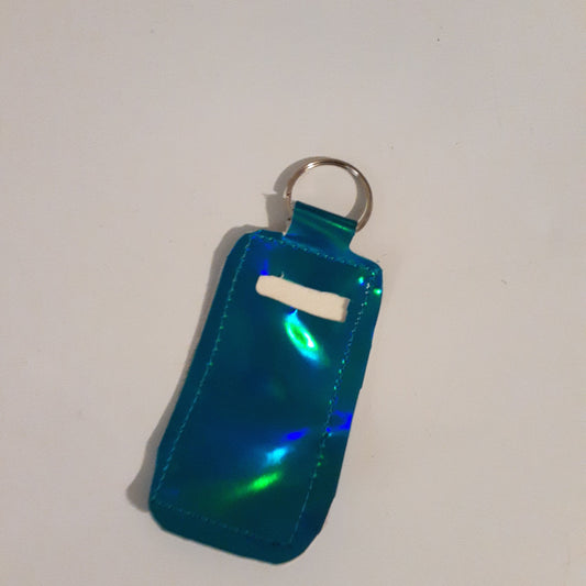 Keyring Chapstick Holder Holographic Blue