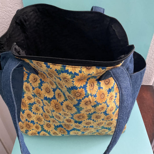 Jean Material and Sunflower Purse