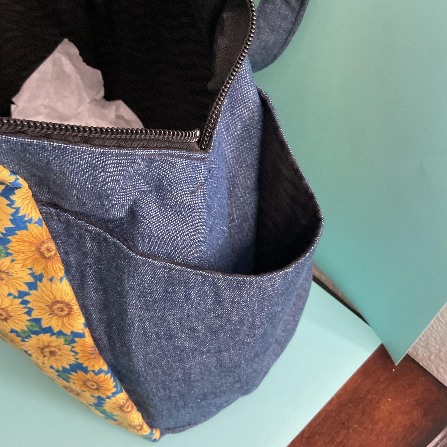 Jean Material and Sunflower Purse