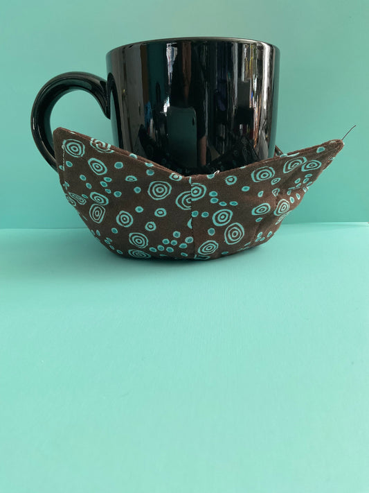 Small Bowl Holder in Chocolate and Aqua Swirls