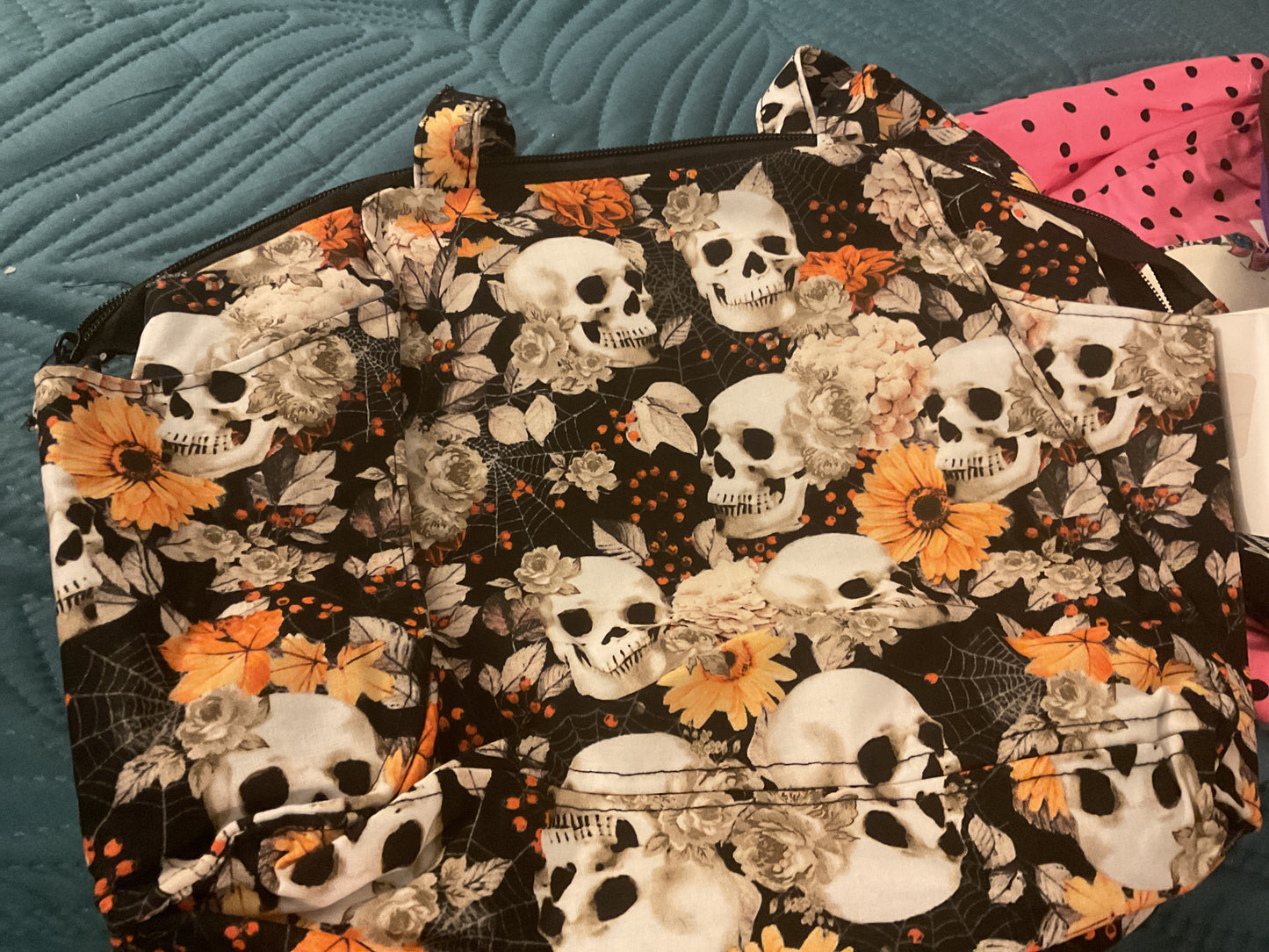 Purse Skulls with Orange Flowers