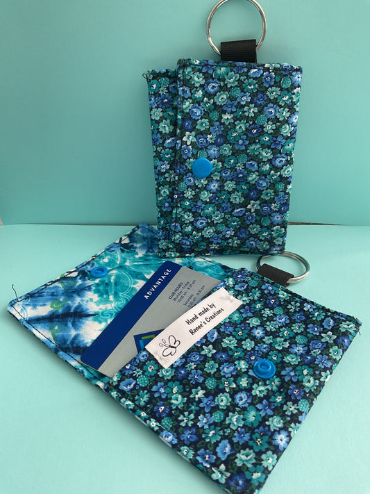 Card Wallet in Blue Flowers