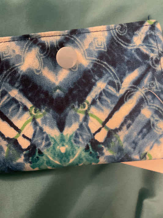 Card Wallet in Blue Tie Dye