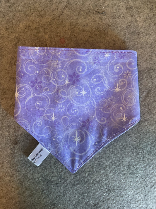 🐾 "No-Collar" Pet Scrunchy Bandanna Lavender Sparkle