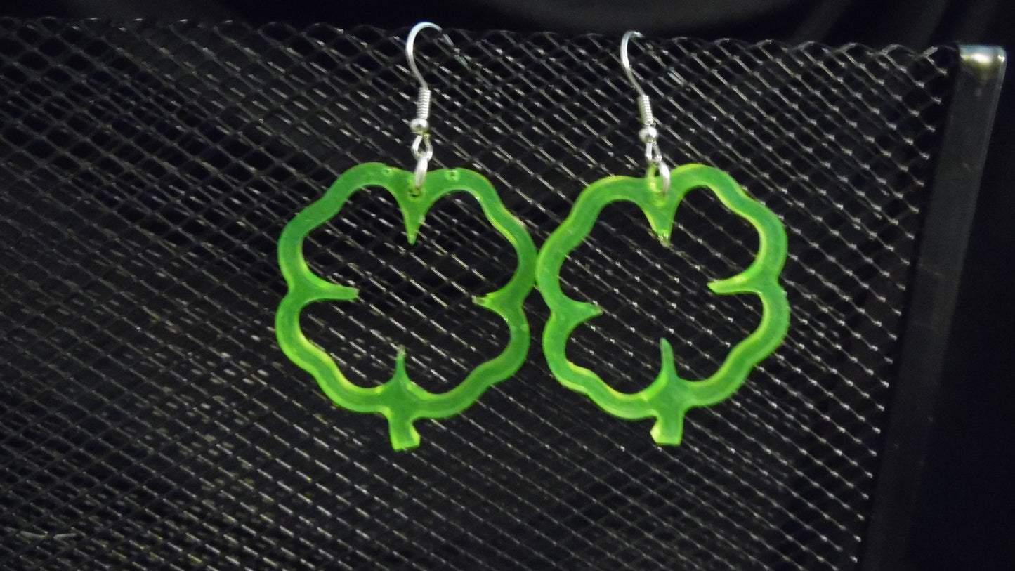 Large Hollow Shamrock Earrings