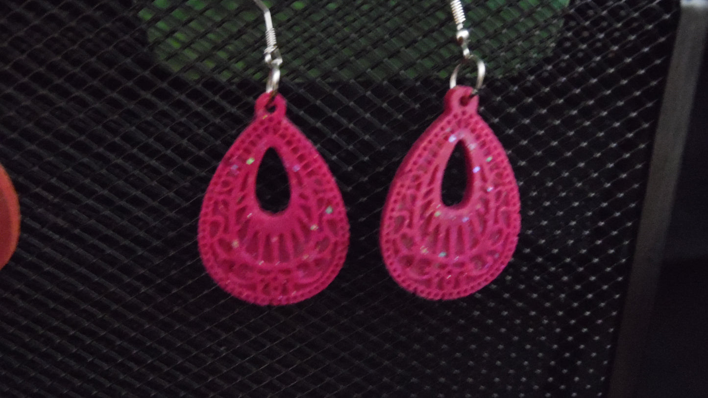 Tear Drop Earrings with design