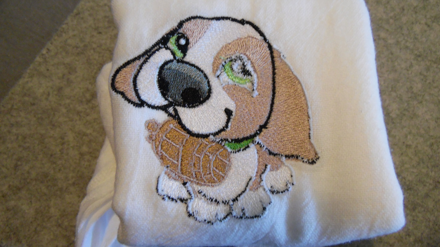 Embroidered Tea Towels with Puppies