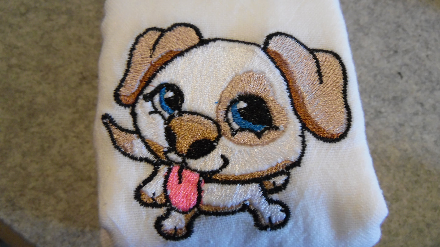 Embroidered Tea Towels with Puppies