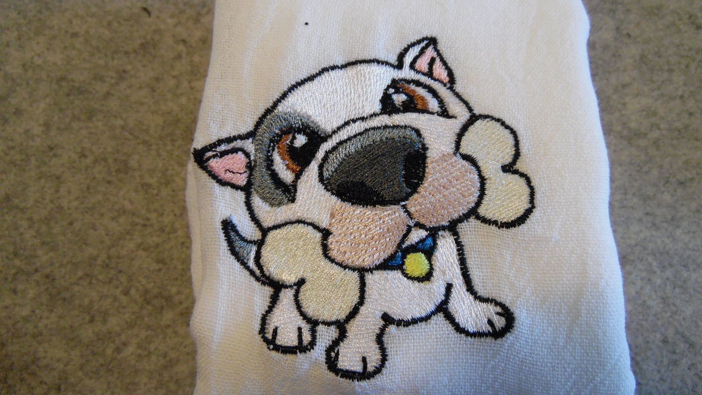 Embroidered Tea Towels with Puppies