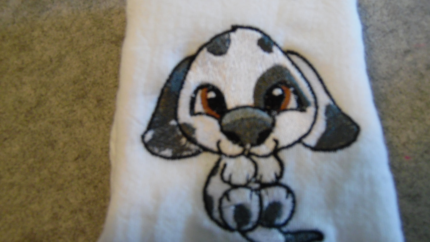 Embroidered Tea Towels with Puppies