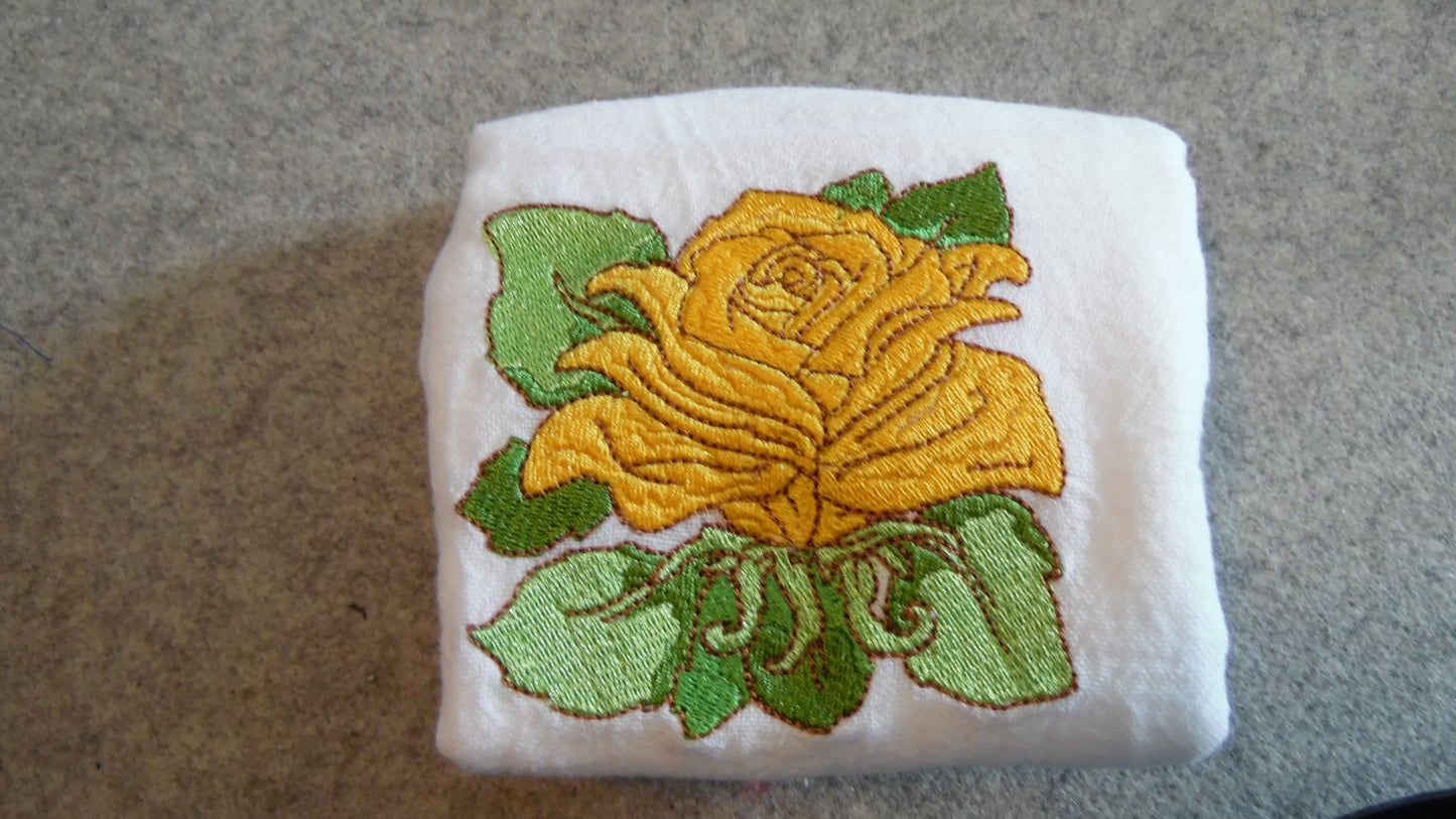 Embroidered Tea Towels with Roses