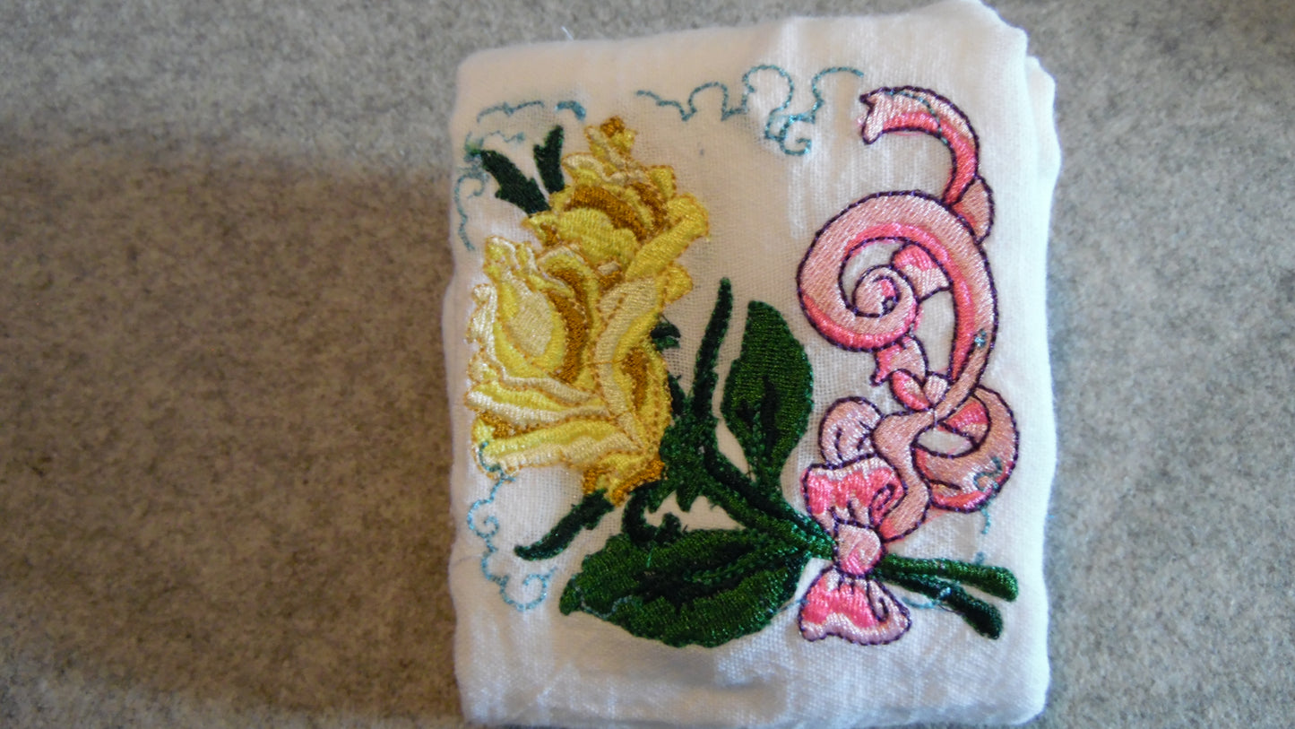 Embroidered Tea Towels with Roses