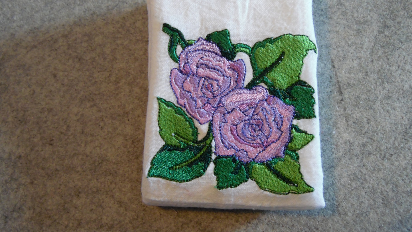 Embroidered Tea Towels with Roses