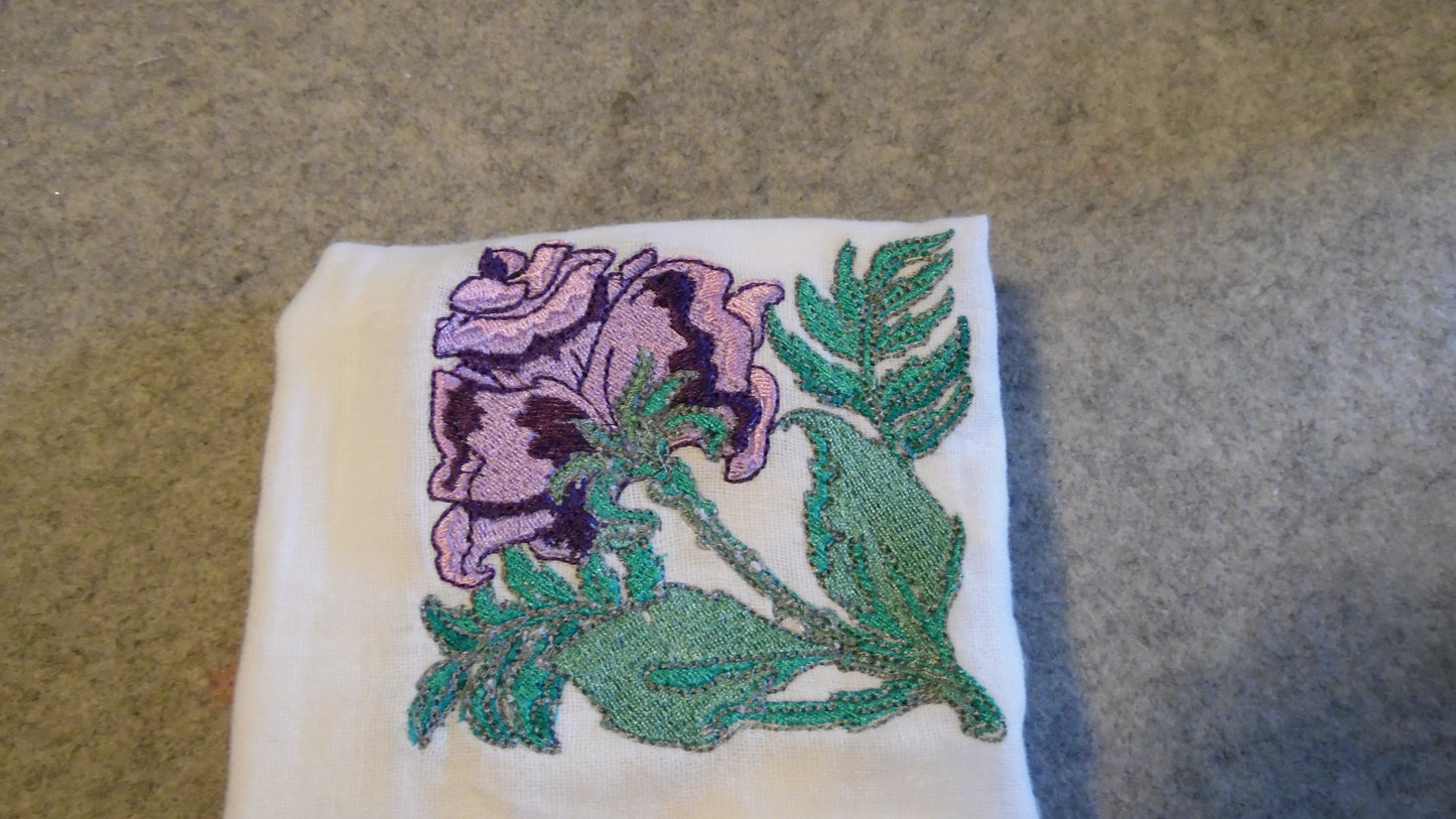 Embroidered Tea Towels with Roses