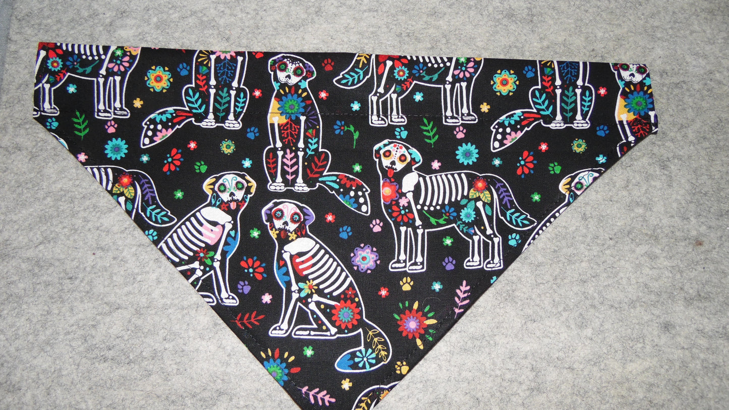 Over the Collar Sugar Skull Pet Bandanna