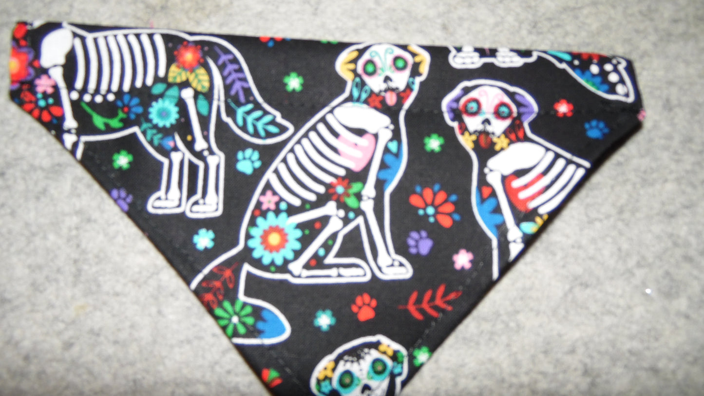 Over the Collar Sugar Skull Pet Bandanna