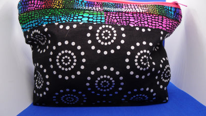Rainbow and Black Swirl Dot Zipper Bag