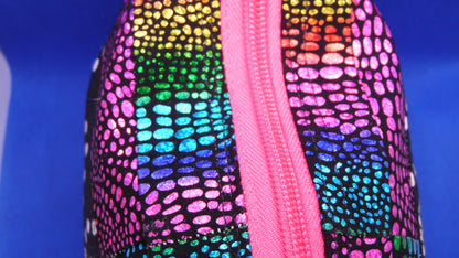 Rainbow and Black Swirl Dot Zipper Bag