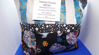 Quilted Patchwork Skull Zipper Bag