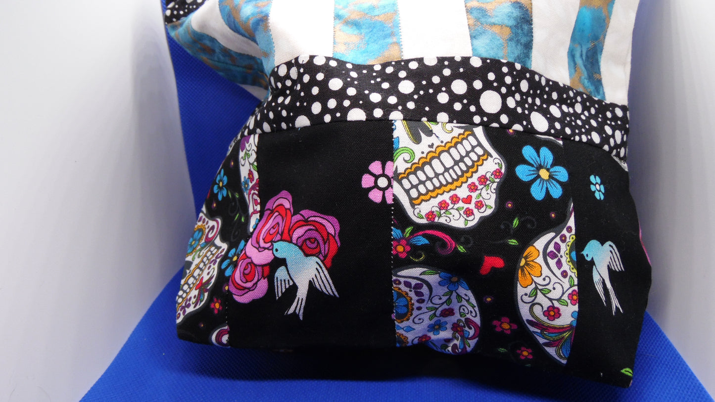 Quilted Patchwork Skull Zipper Bag