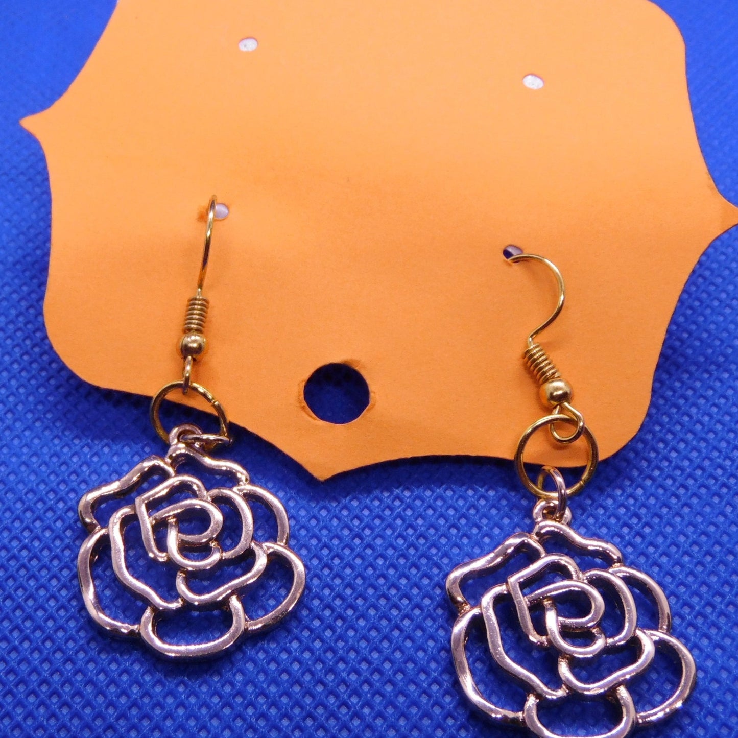 Gold Tone Rose Earrings