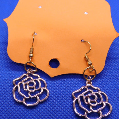 Gold Tone Rose Earrings