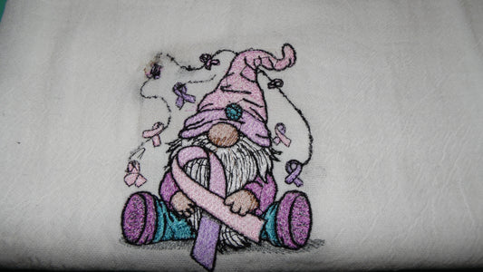 Pink Ribbon Gnome Tea Towel