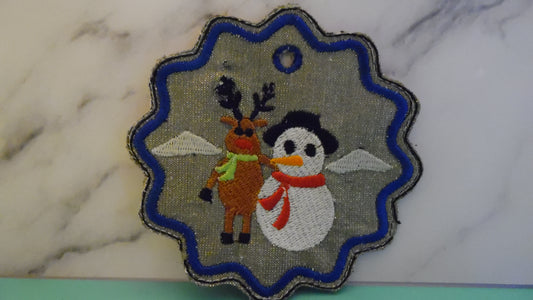 Deer  and Snowman Ornament