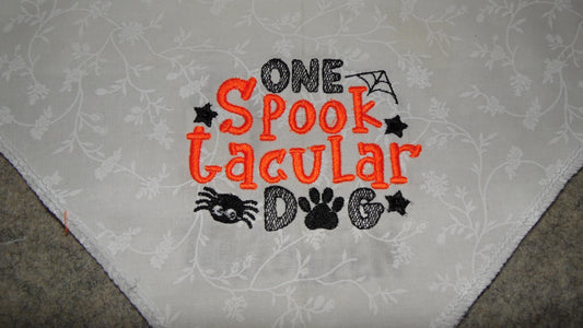 Scrunchy Embroidered  Bandanna Small Spook-tacular