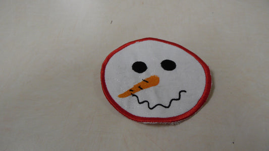 Embroidered Snowman Face Ornament