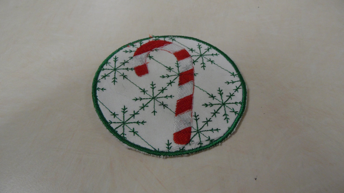Embroidered Candy Cane Ornament