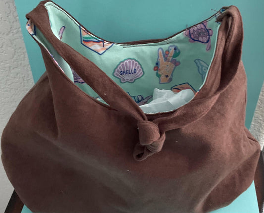 Faux Suede Brown Tote
