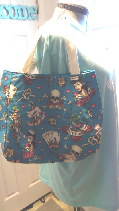 Retro Turquoise Design of Pinup Girl