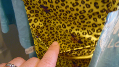 Cheetah Print Purse in Purple on a Yellow Background with Butterflies
