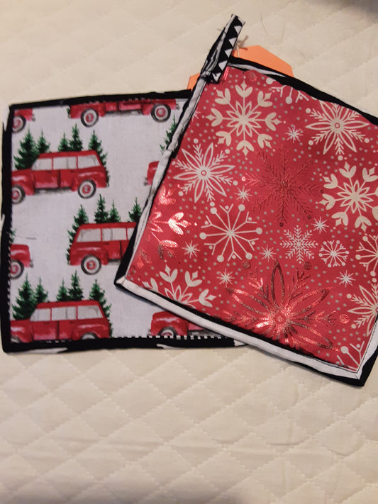 Pot Holder Little Red Truck Christmas