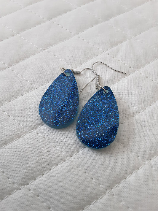 Small Glitter Tear Drop Earrings