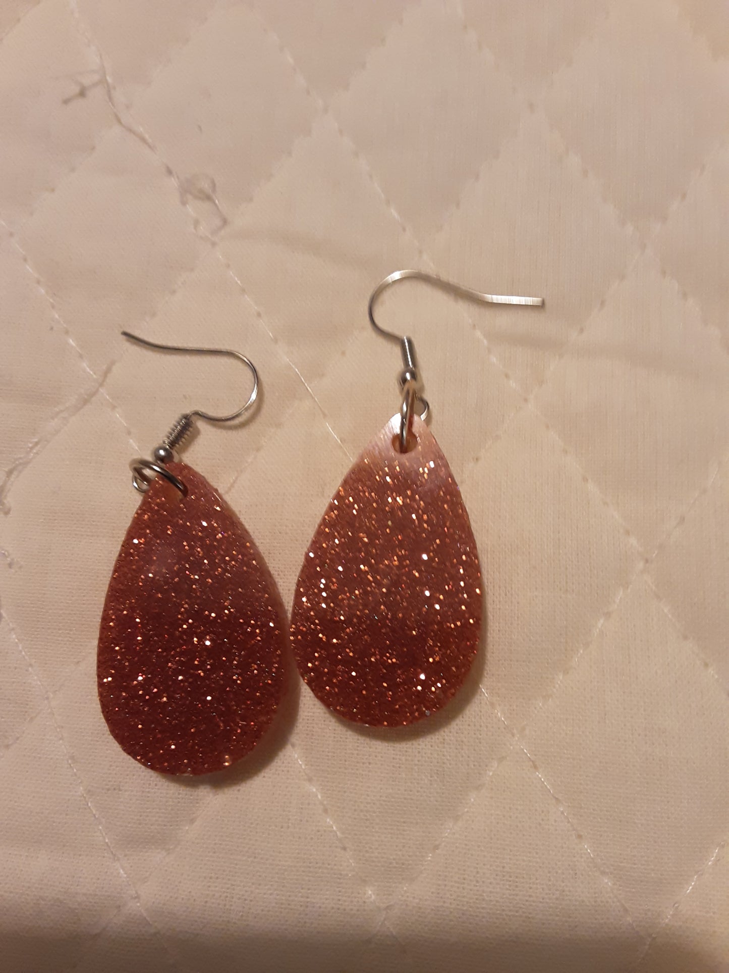 Small Glitter Tear Drop Earrings